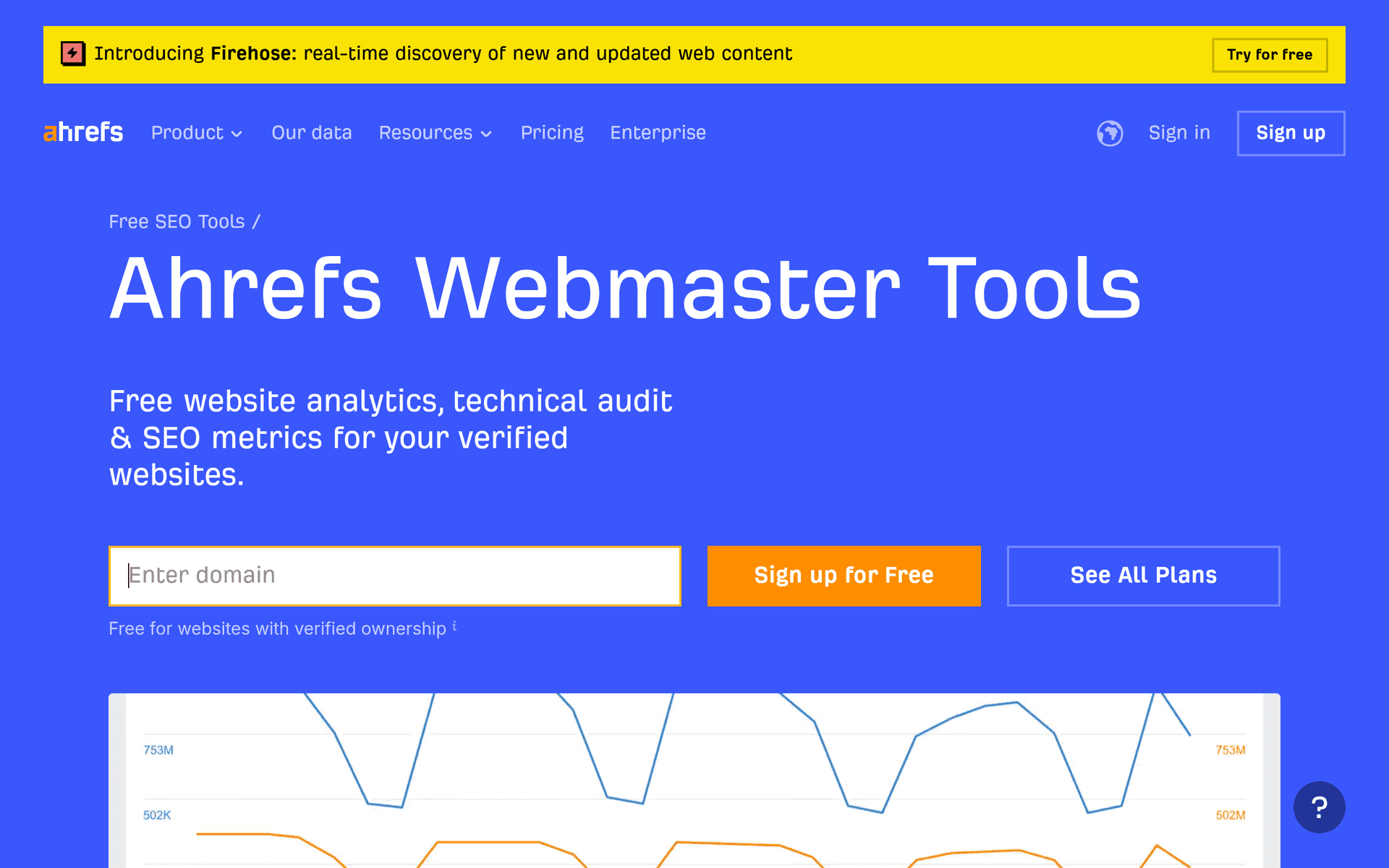 Ahrefs Webmaster Tools screenshot