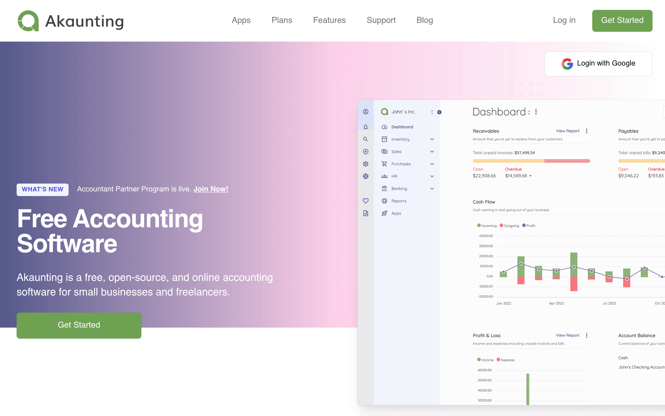 Akaunting website screenshot