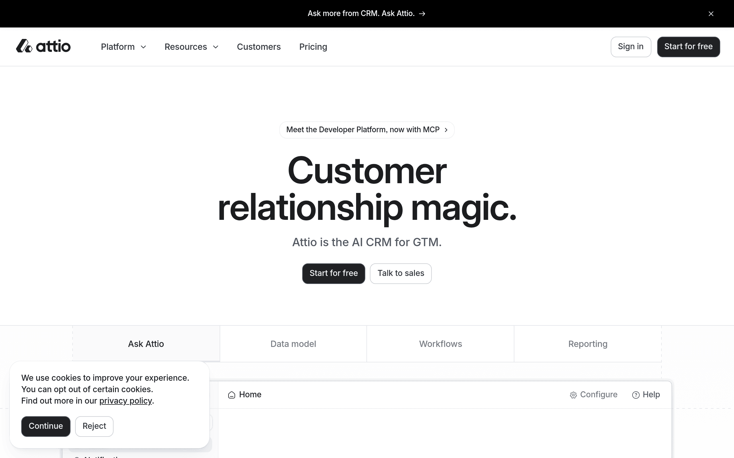 Attio website screenshot