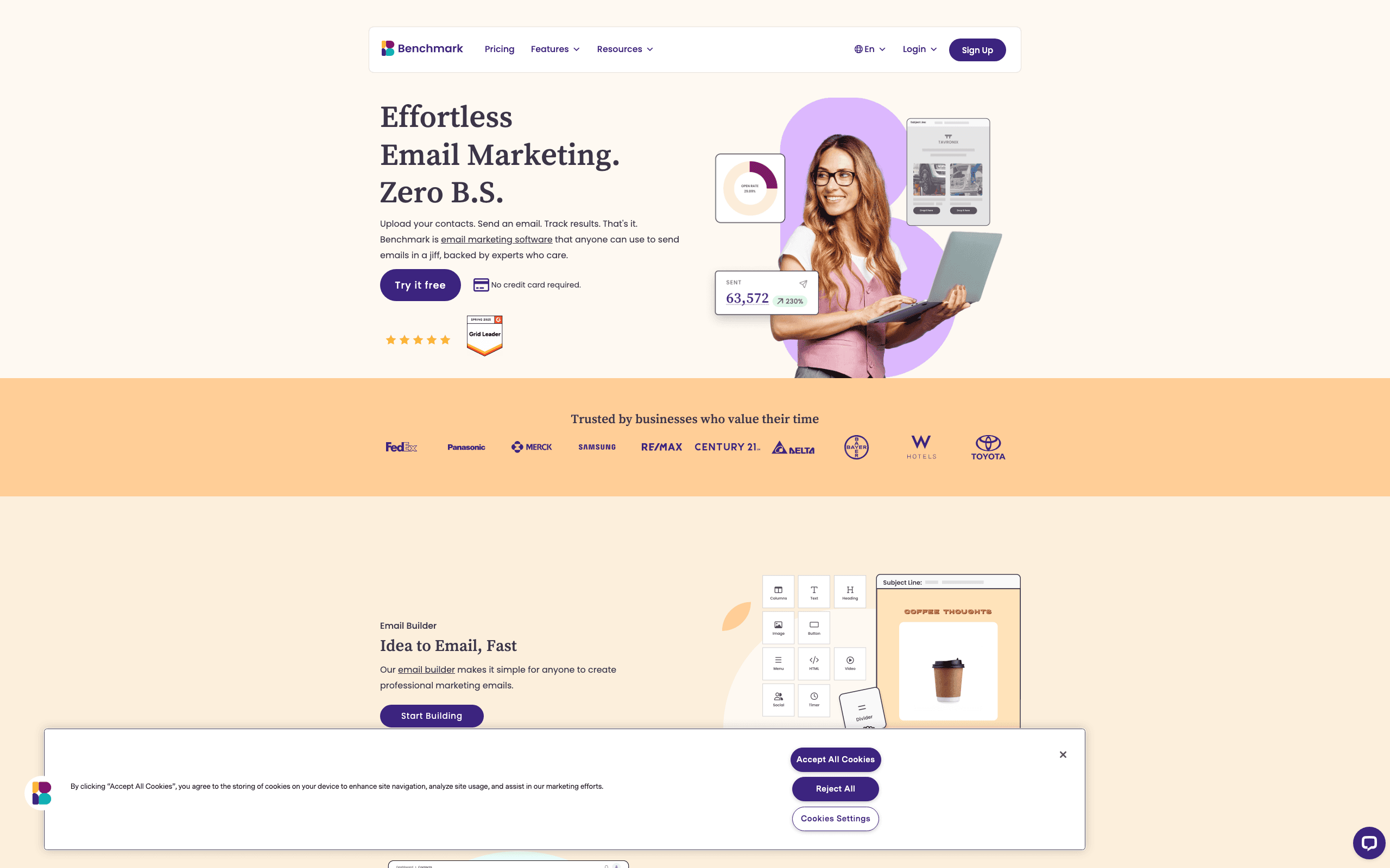 Benchmark Email website screenshot