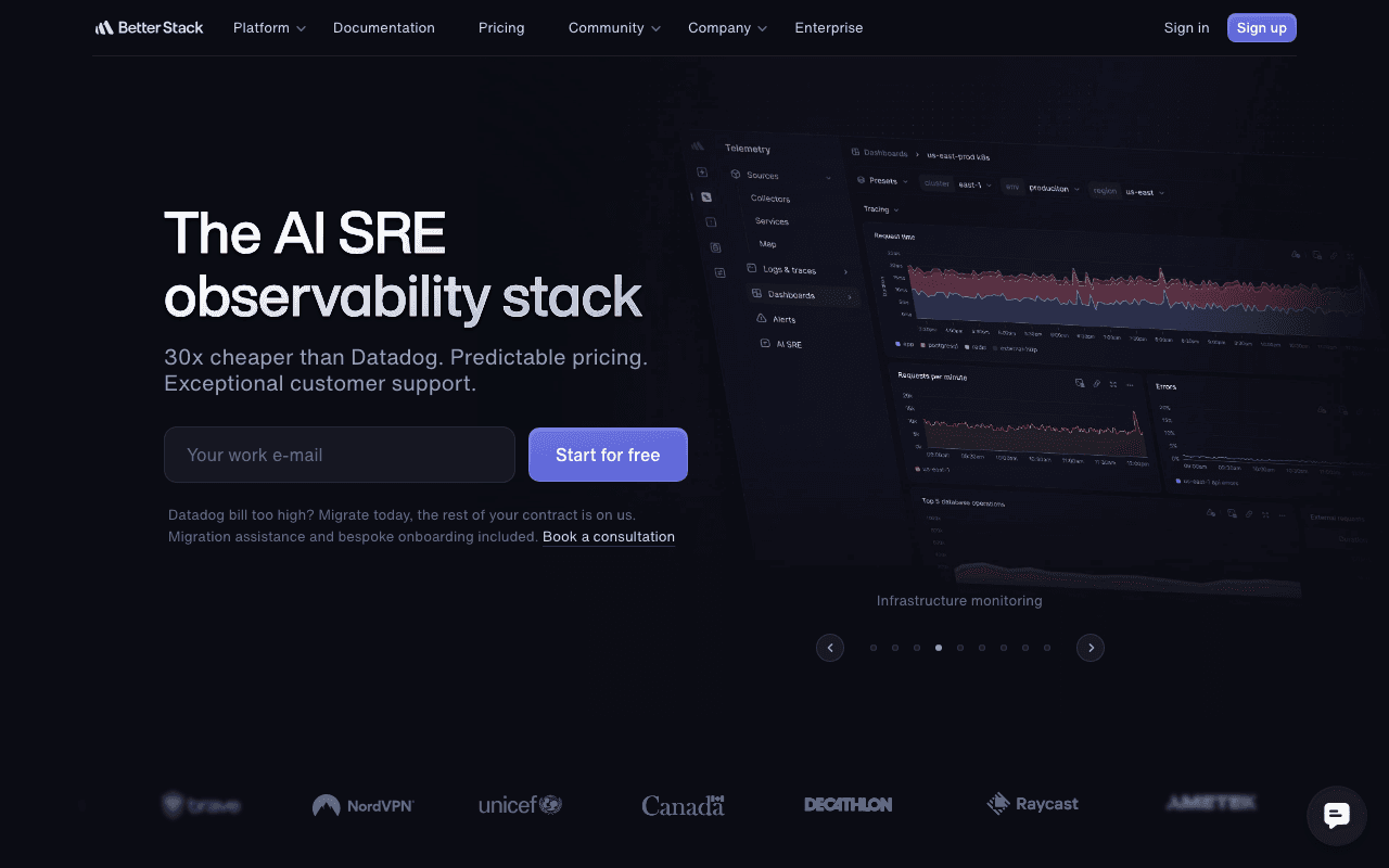 Better Stack website screenshot