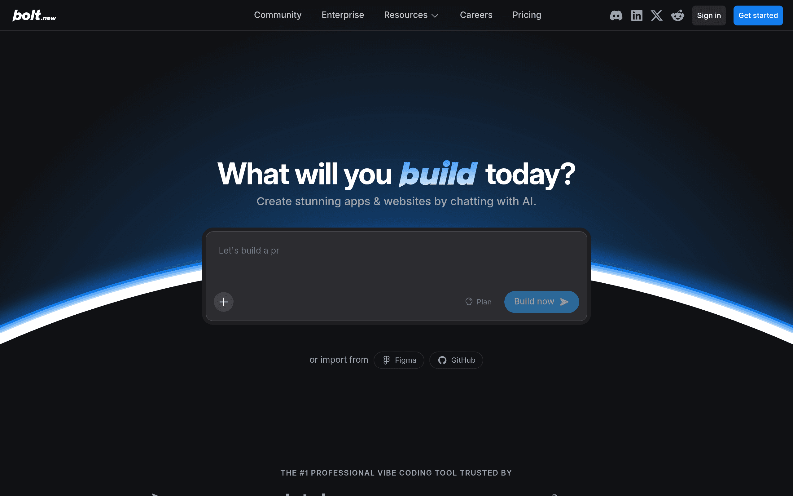 Bolt.new website screenshot