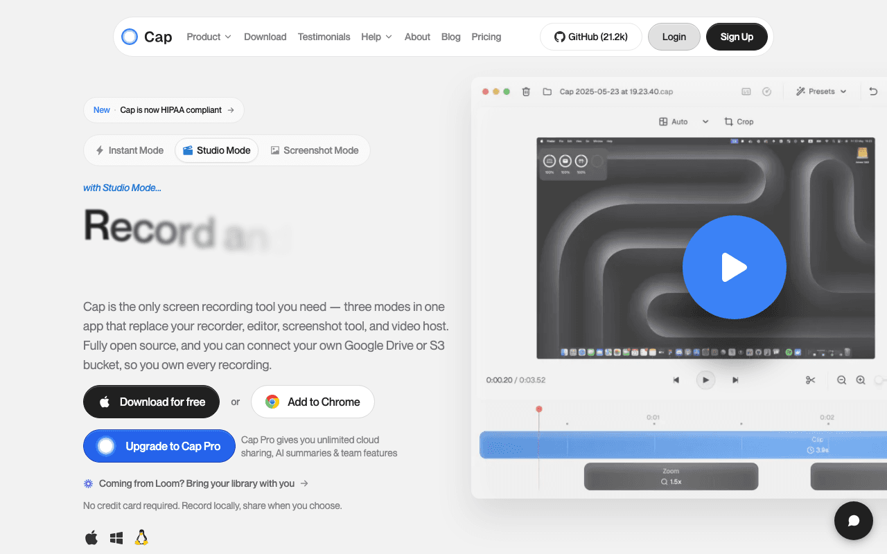 Cap website screenshot