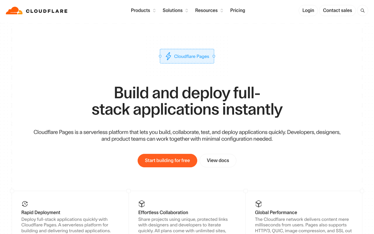 Cloudflare Pages website screenshot