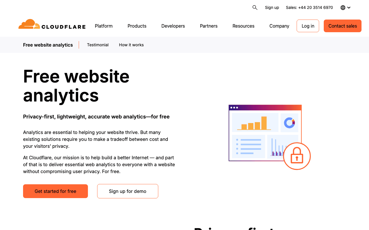 Cloudflare Web Analytics website screenshot