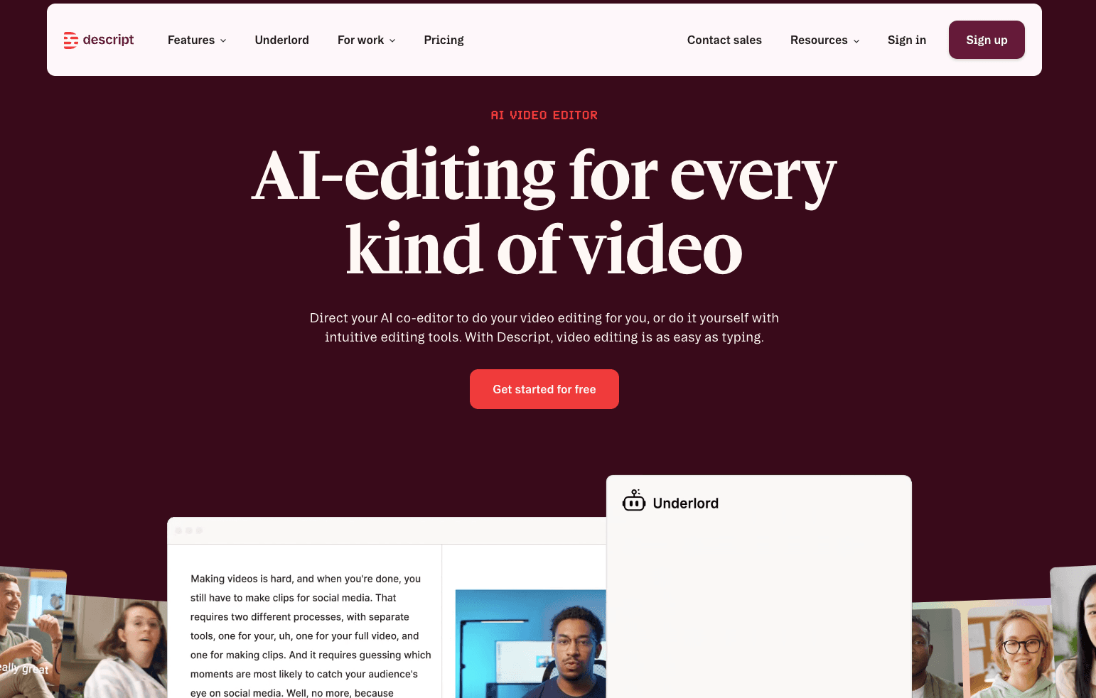 Descript website screenshot