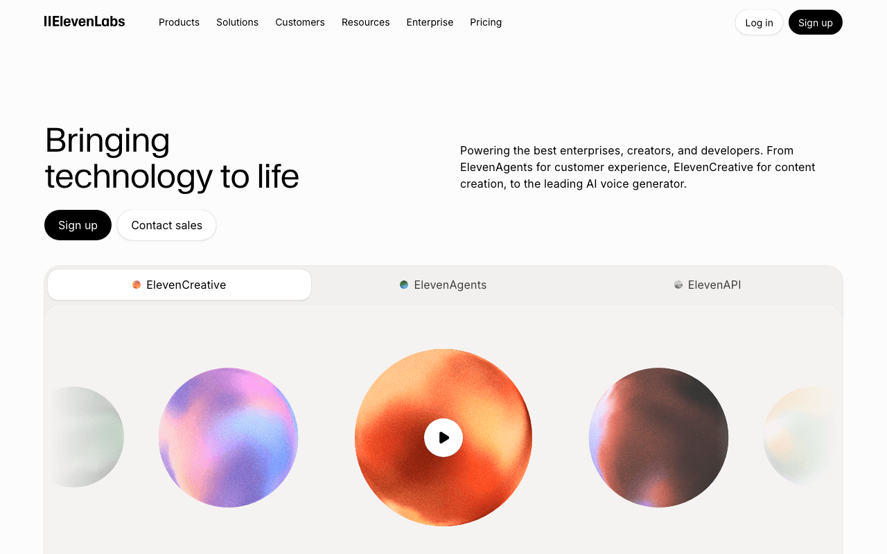 ElevenLabs website screenshot