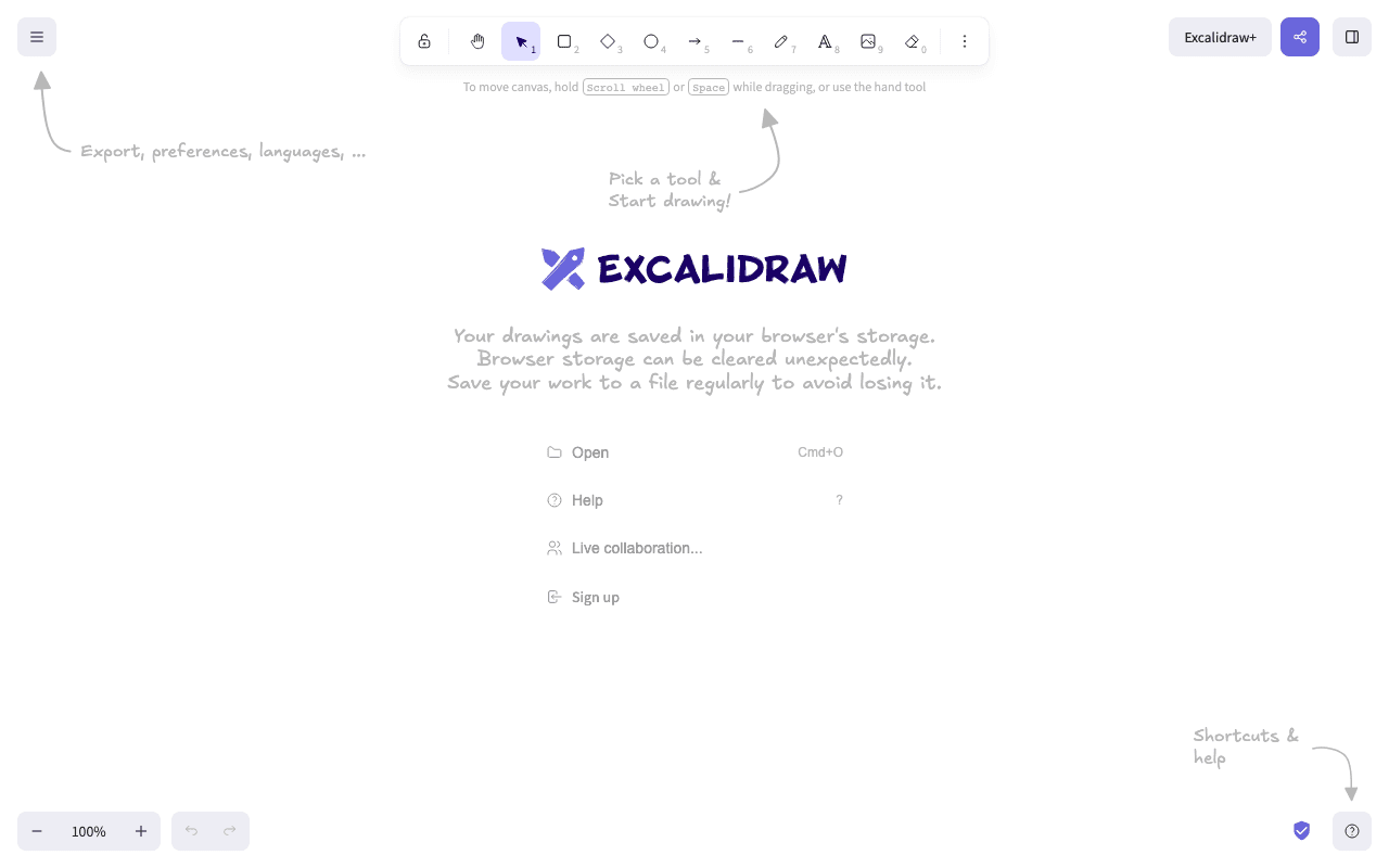 Excalidraw website screenshot