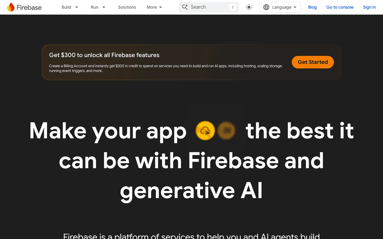 Firebase website screenshot