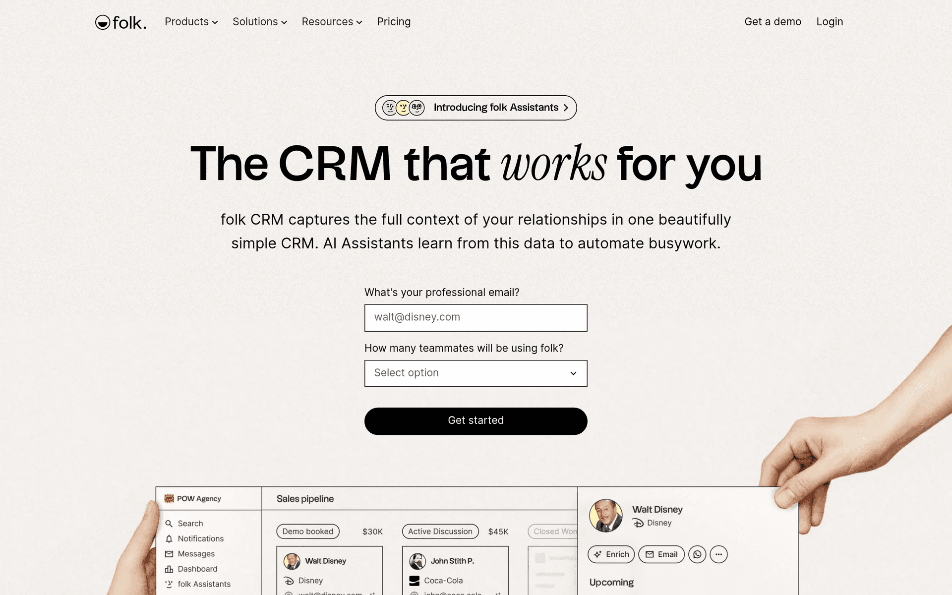 Folk CRM screenshot