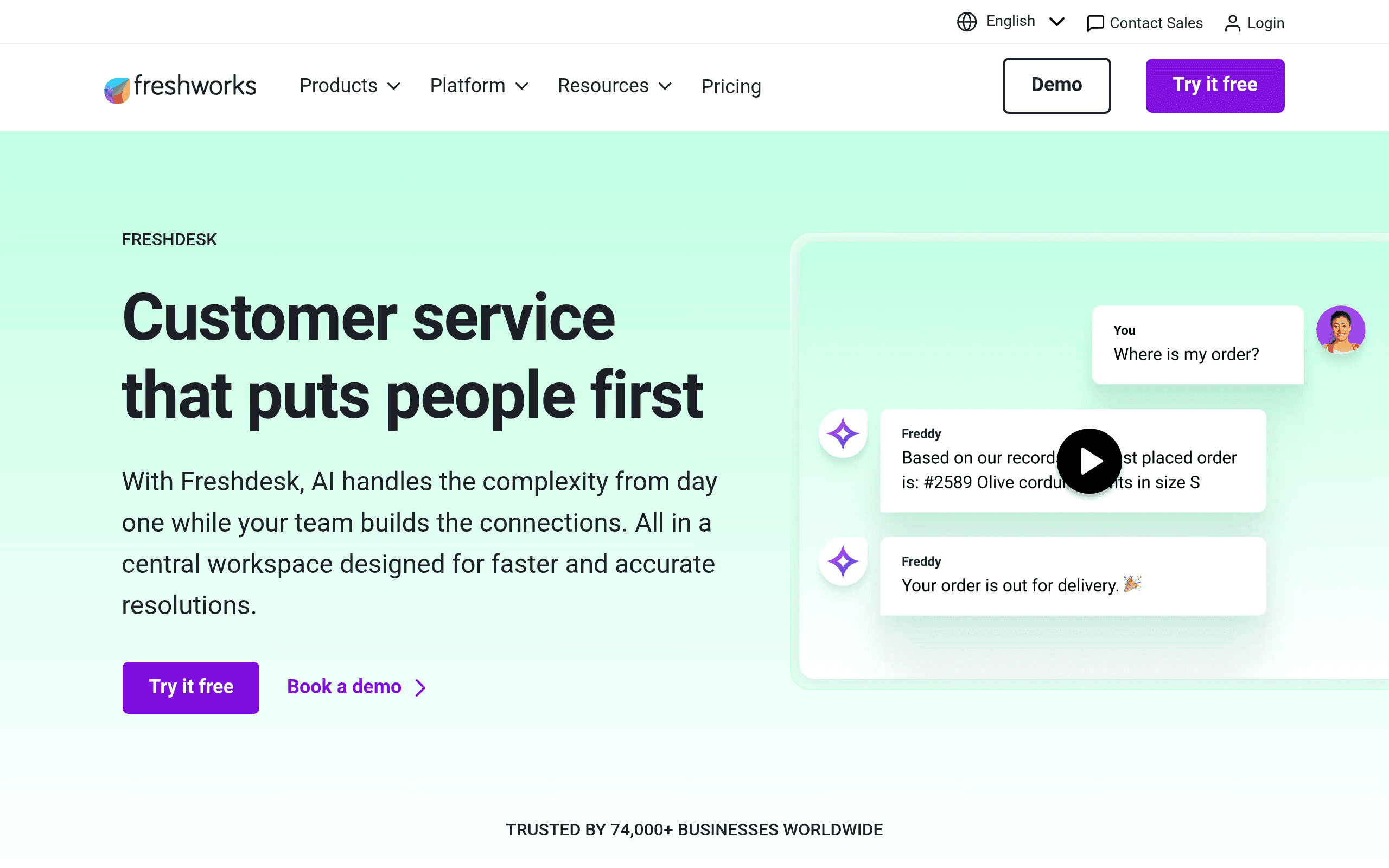 Freshdesk website screenshot