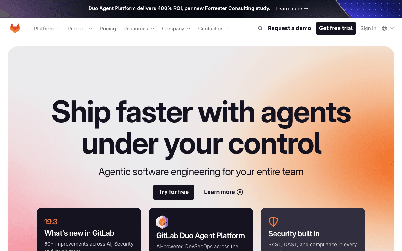 GitLab website screenshot