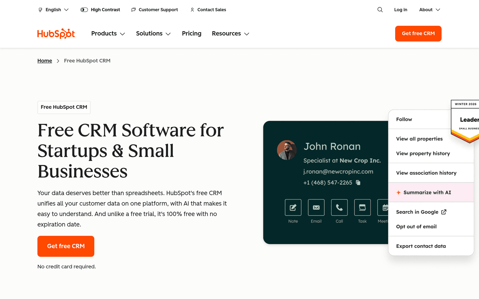 HubSpot CRM screenshot