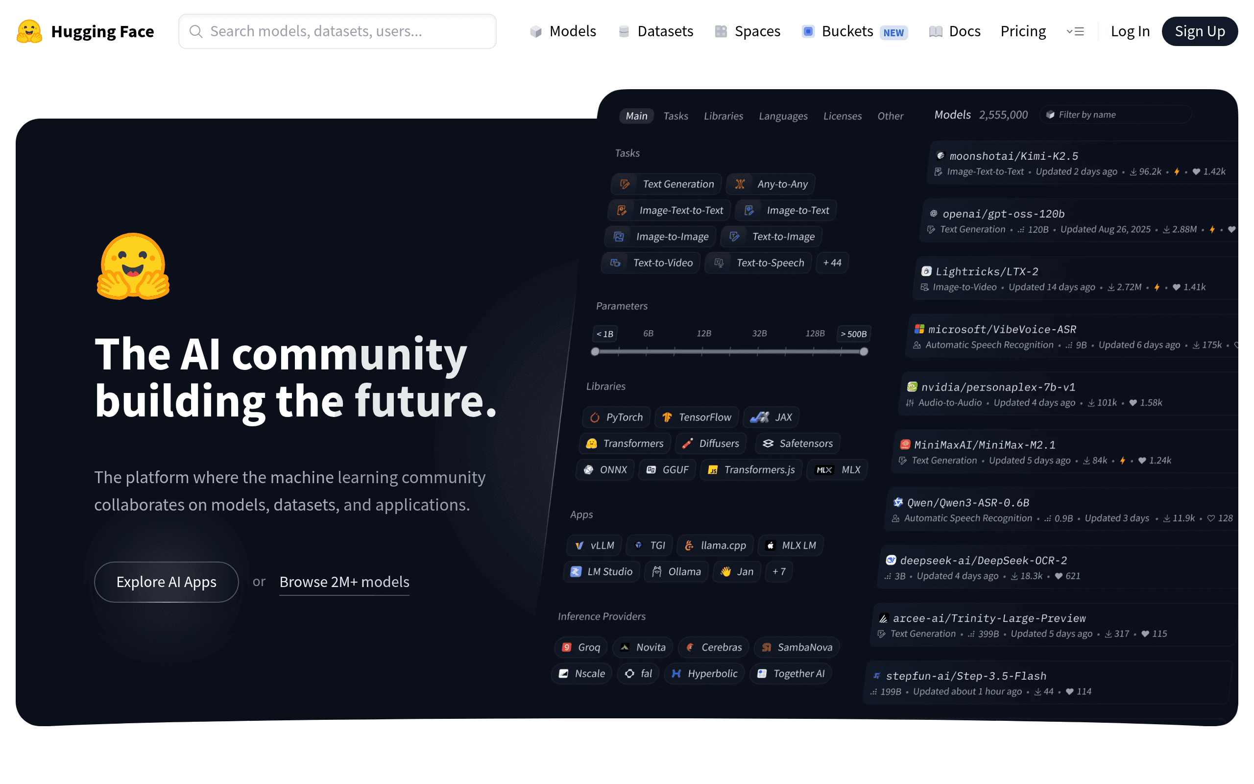 Hugging Face website screenshot