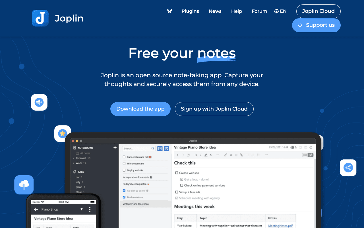 Joplin website screenshot