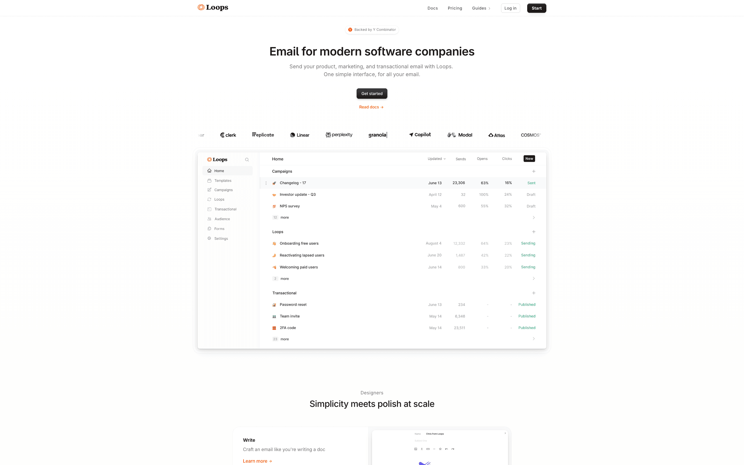 Loops website screenshot