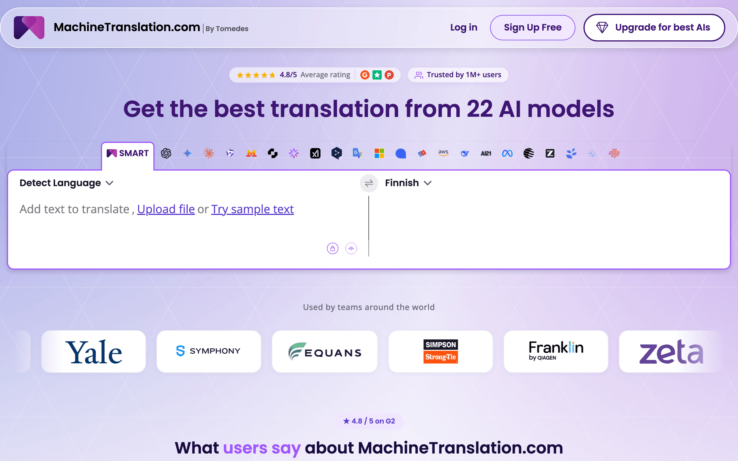 MachineTranslation.com website screenshot