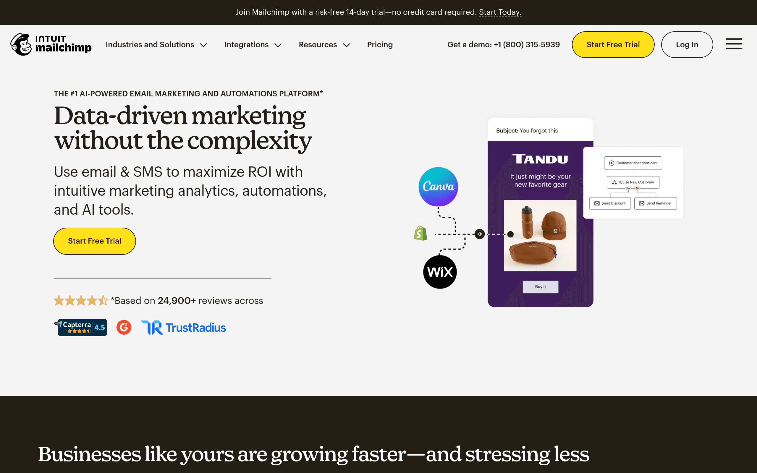 Mailchimp website screenshot