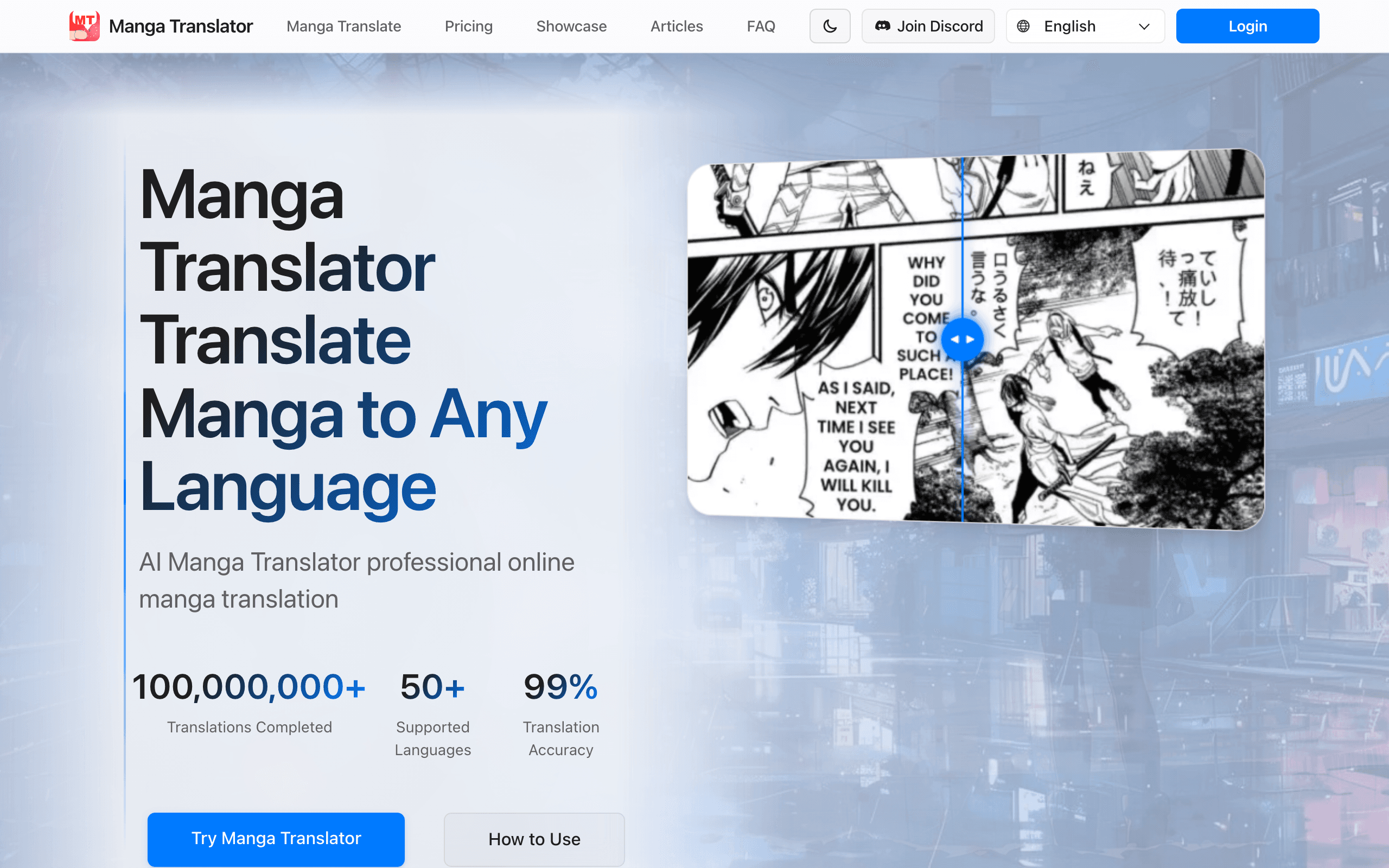 Manga Translator website screenshot