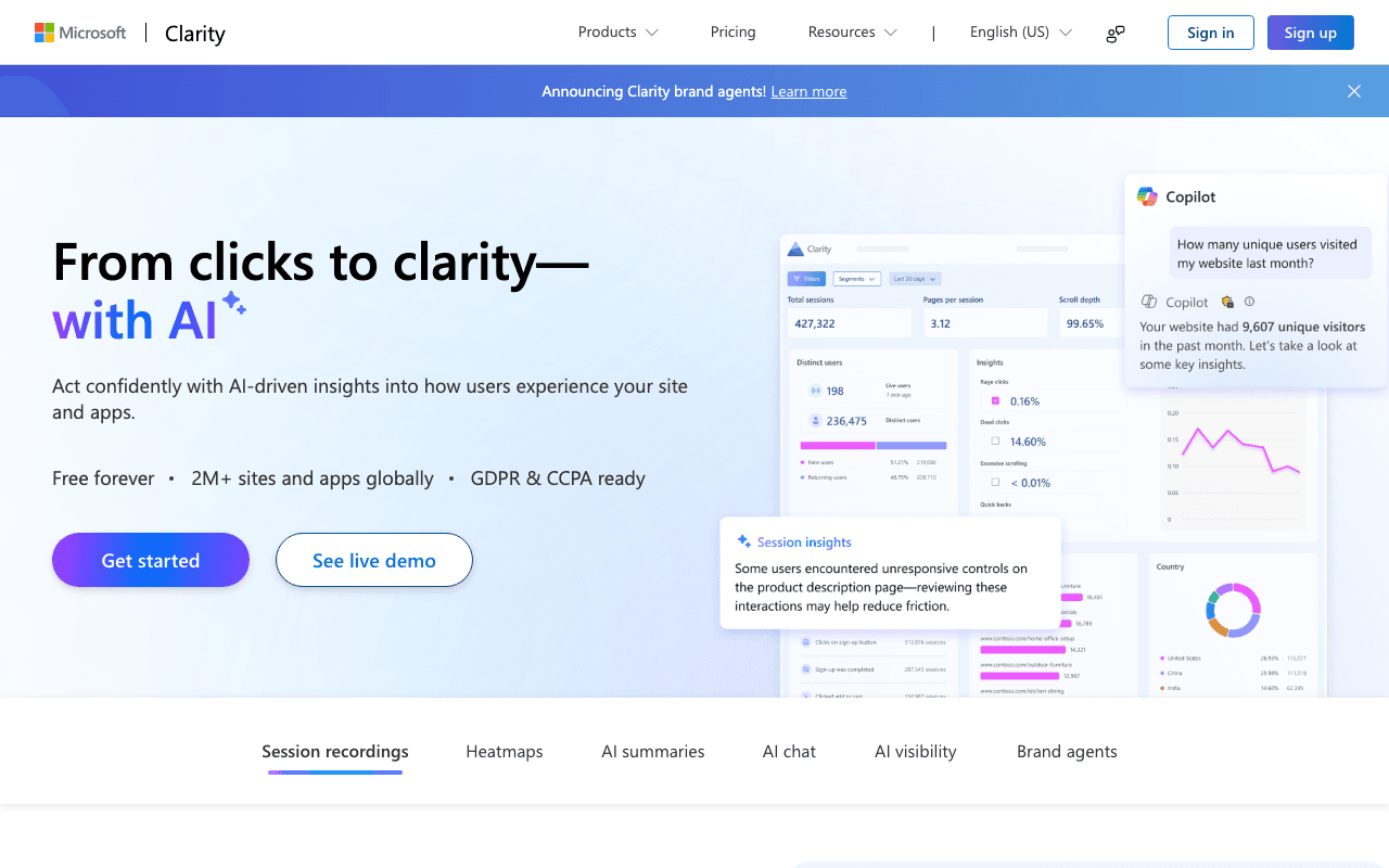 Microsoft Clarity screenshot 1