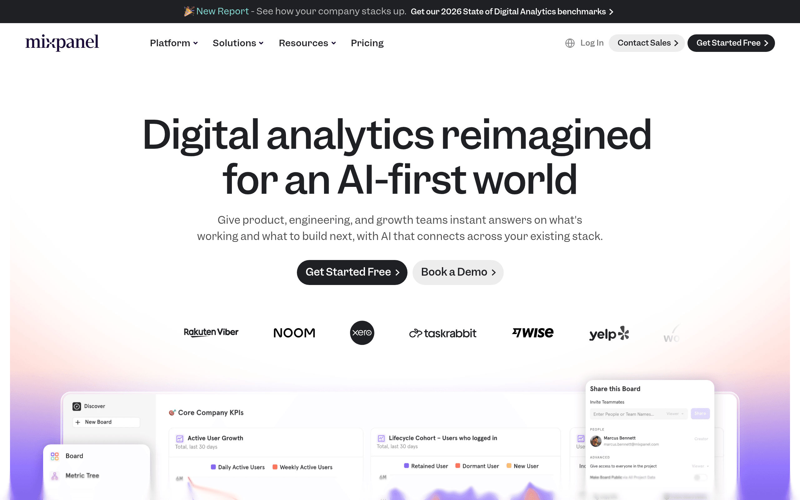 Mixpanel website screenshot