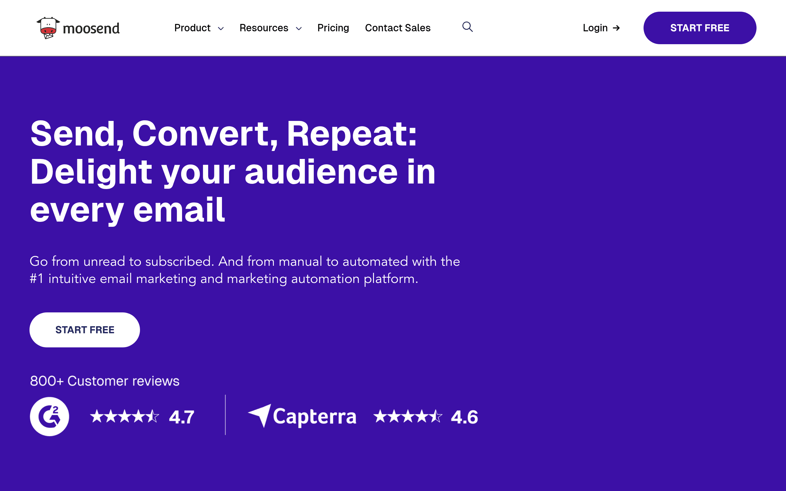 Moosend website screenshot