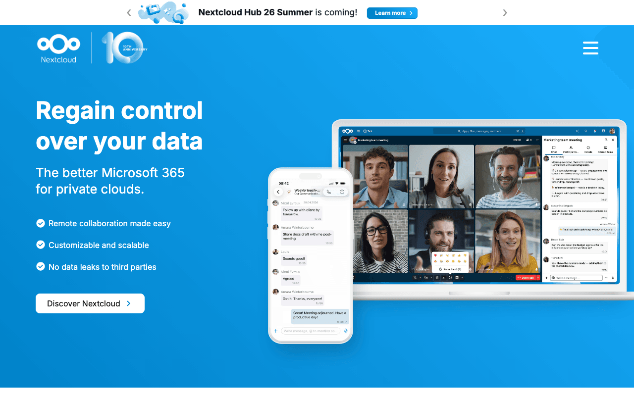 Nextcloud website screenshot