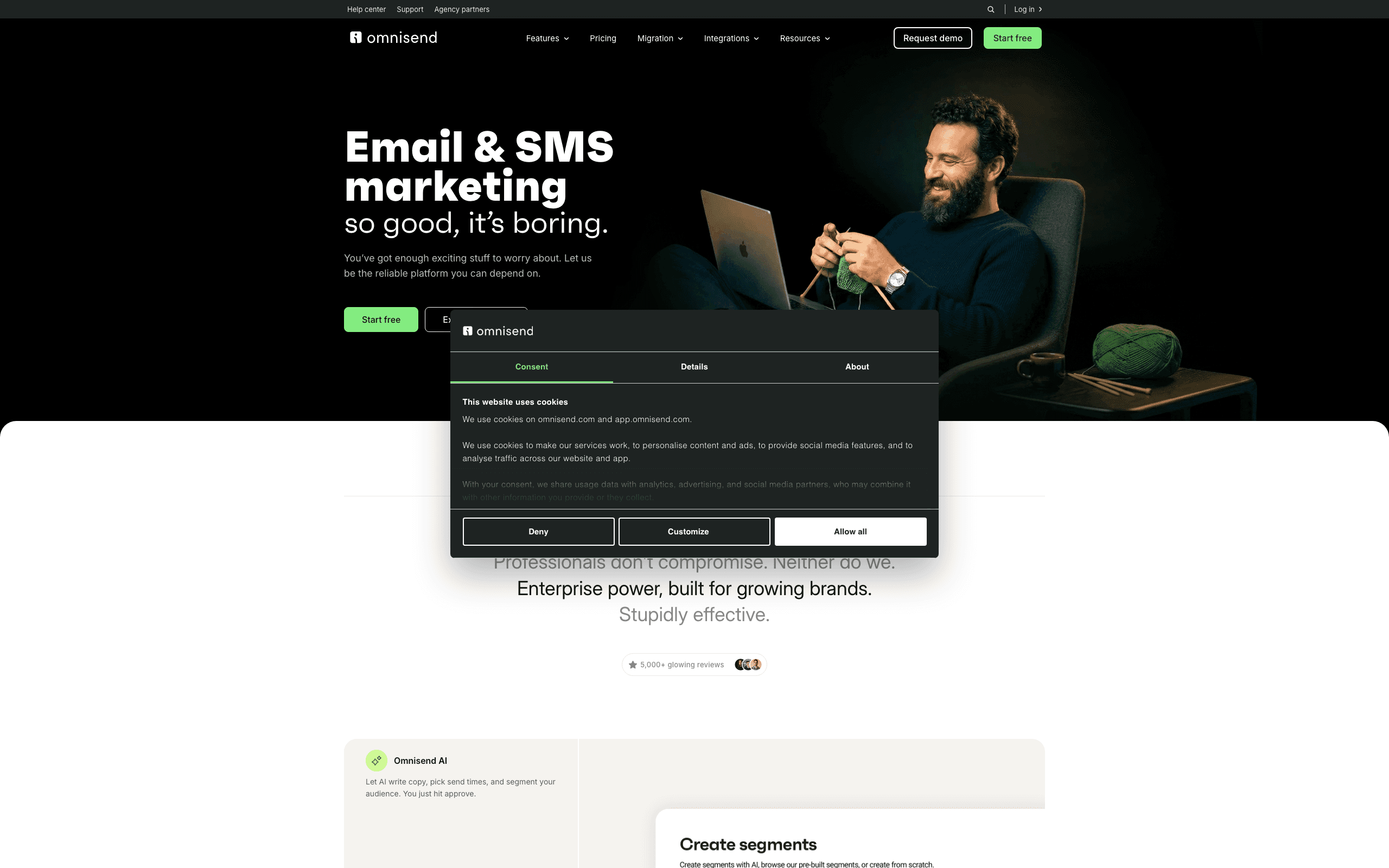 Omnisend website screenshot