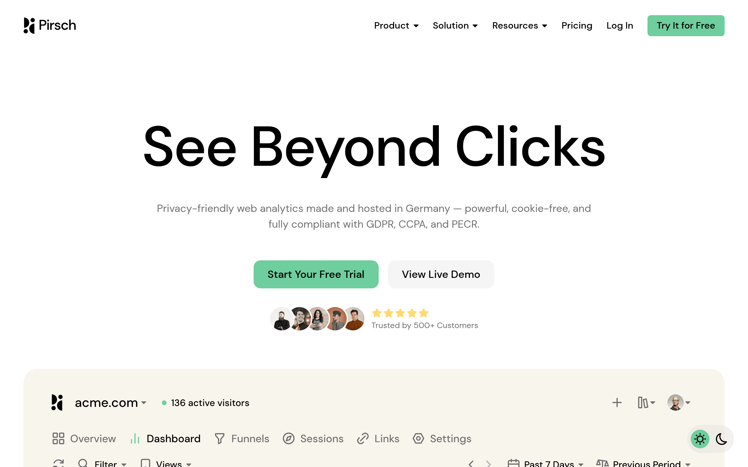Pirsch Analytics website screenshot