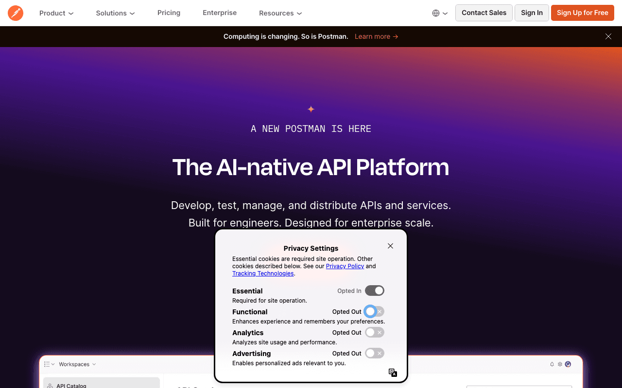 Postman website screenshot