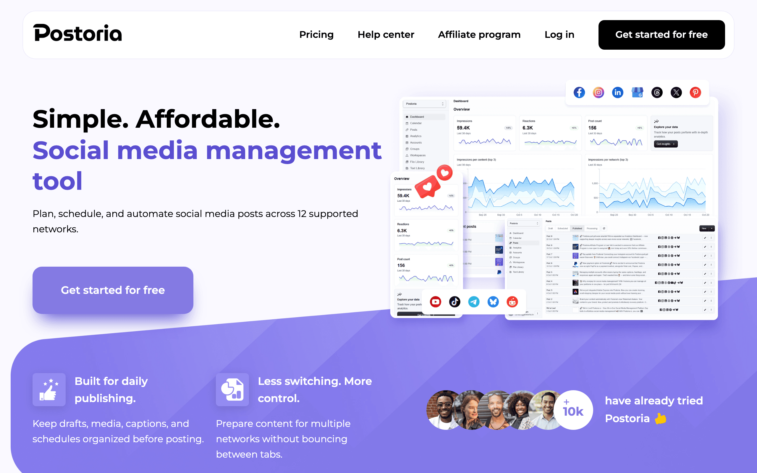 Postoria website screenshot