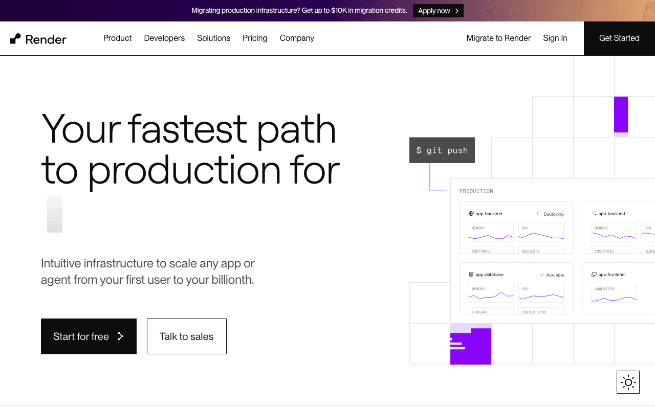 Render website screenshot