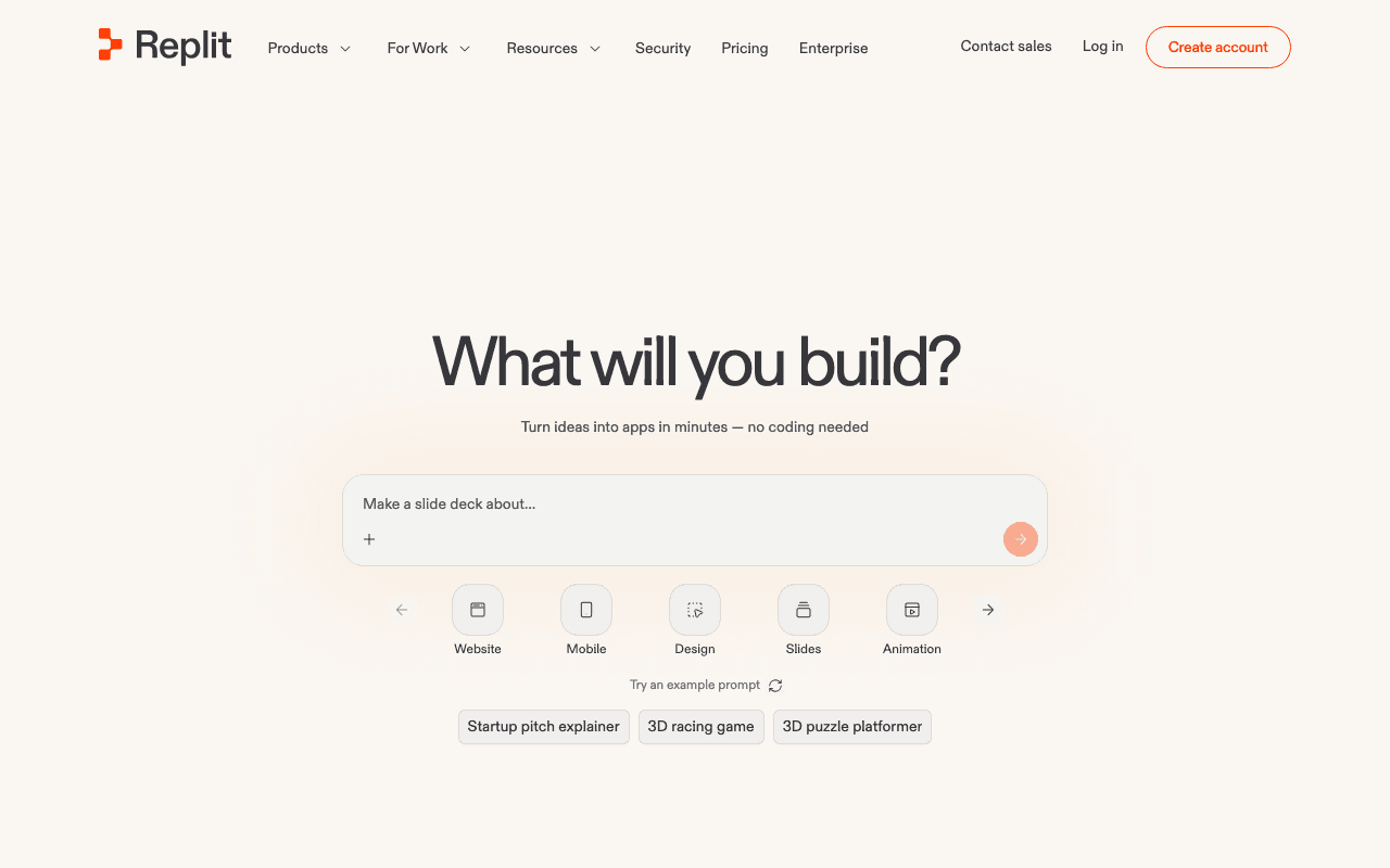 Replit website screenshot