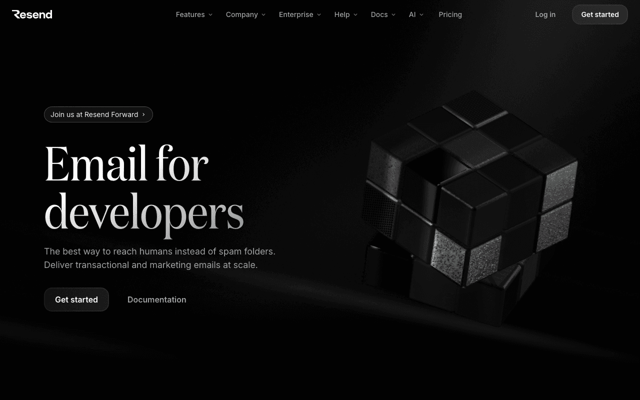 Resend website screenshot