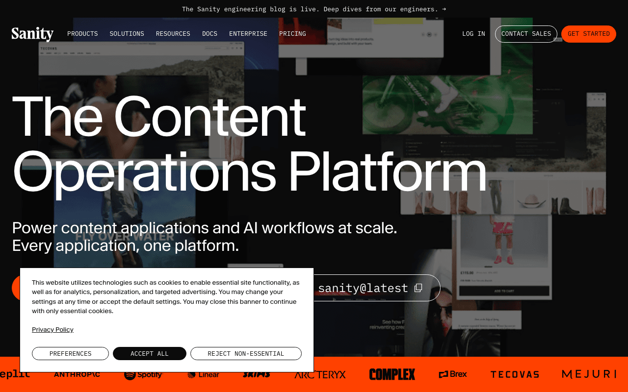 Sanity website screenshot