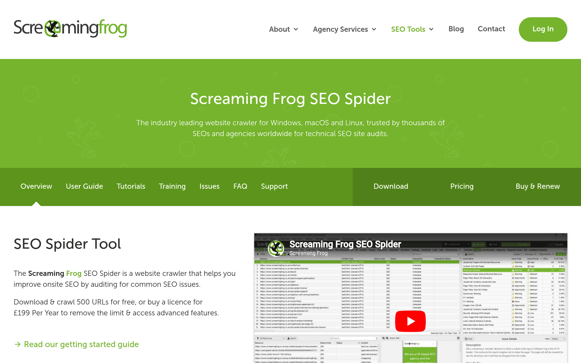 Screaming Frog SEO Spider screenshot