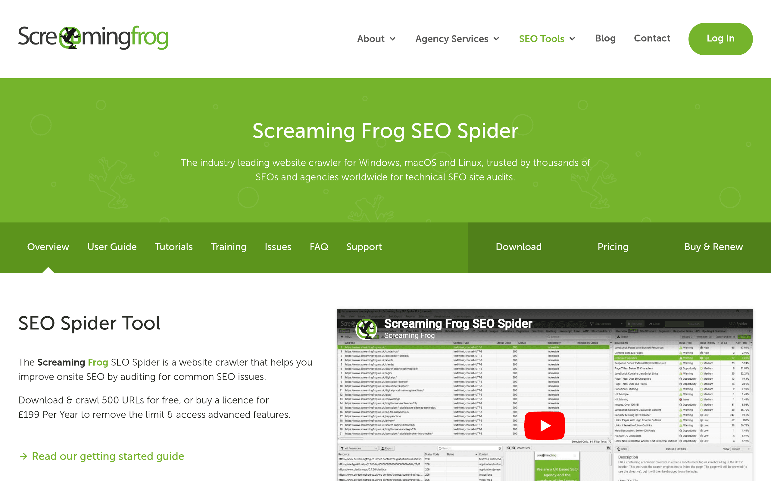 Screaming Frog SEO Spider website screenshot