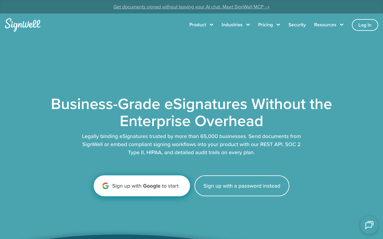 SignWell website screenshot