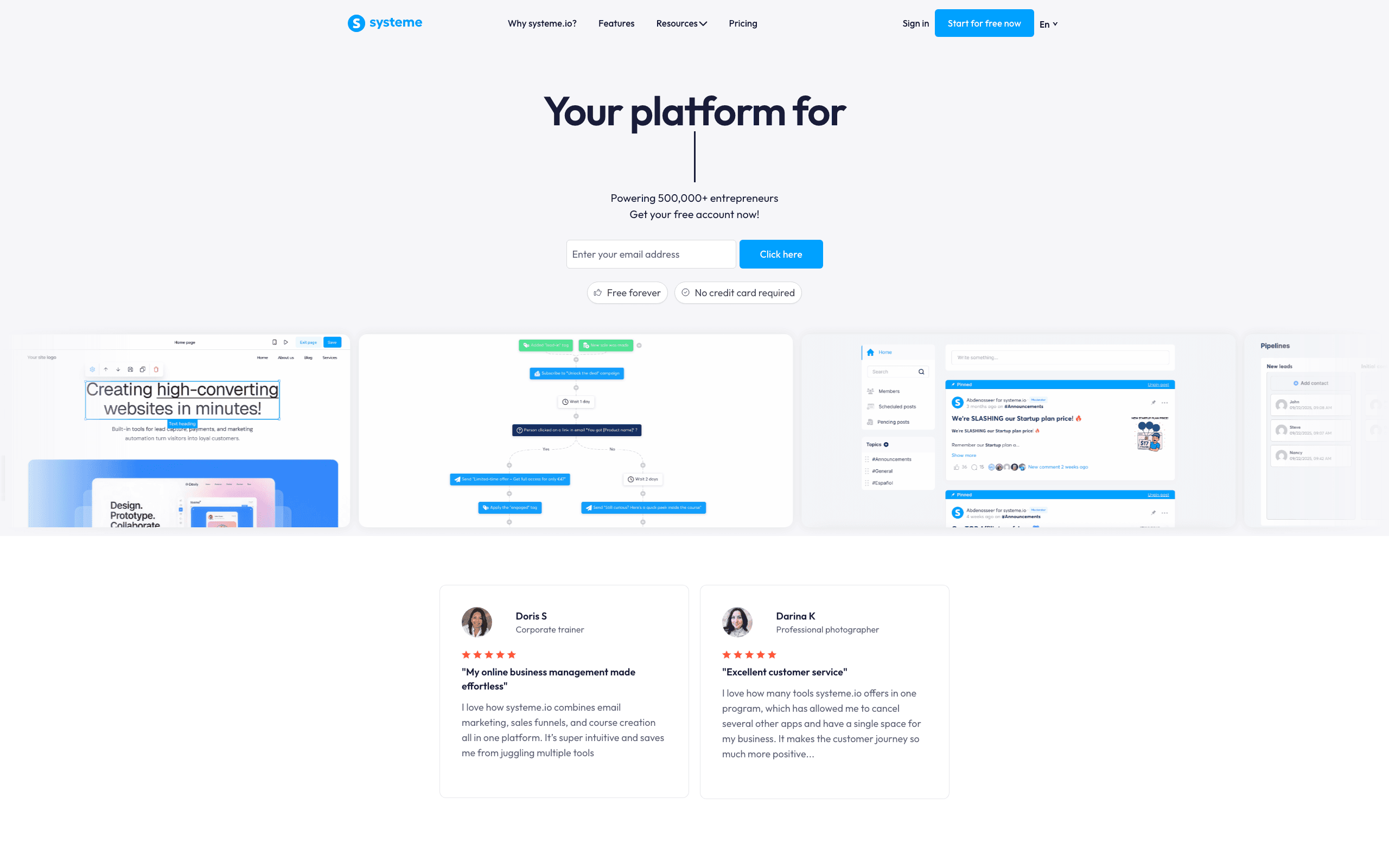 Systeme.io website screenshot