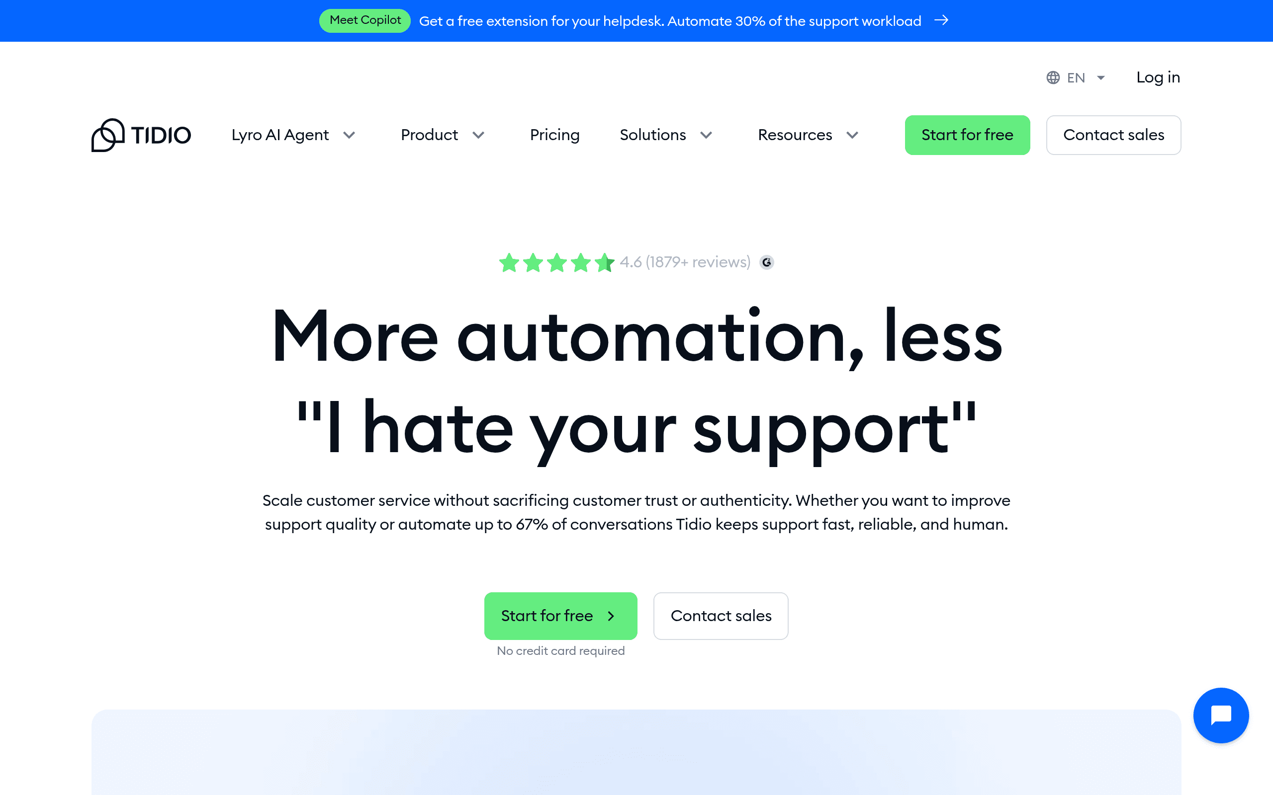 Tidio website screenshot
